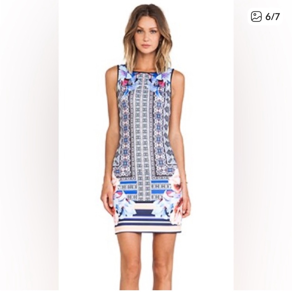 Clover Canyon Blue and White Patterned Mini Dress